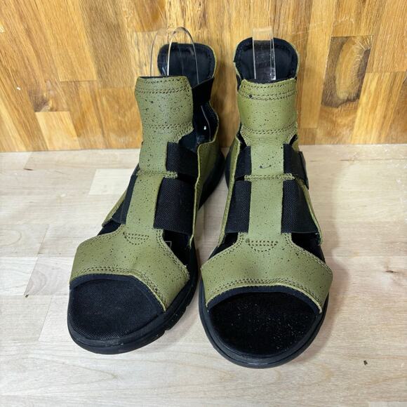 Sorel Women’s Explorer Gladiator Green Leather Gore Elastic Stretch Sandal 7.5 - Picture 3 of 11